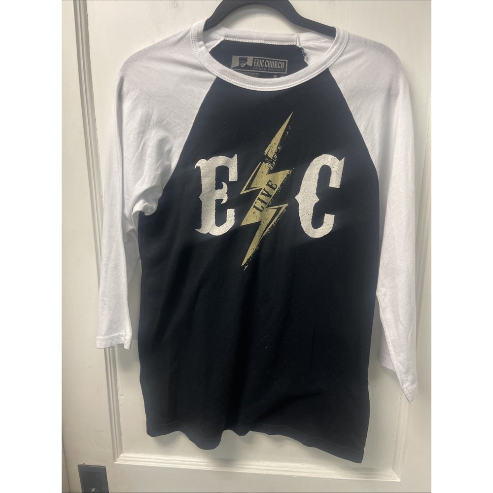 Eric Church EC Live Raglan Baseball Tee – Black/White Size M